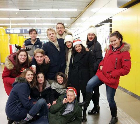 William and his fellow students celebrate Christmas